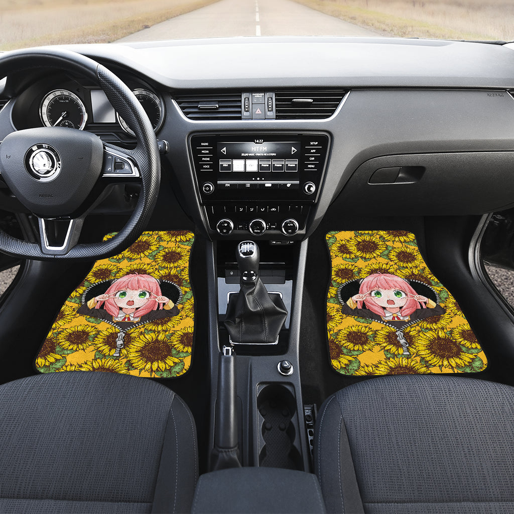 Anya Spy X Family Sunflower Car Accessories Zip Floor Mats