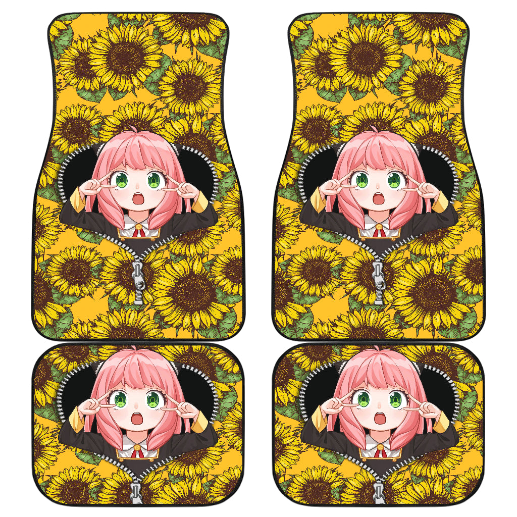 Anya Spy X Family Sunflower Car Accessories Zip Floor Mats