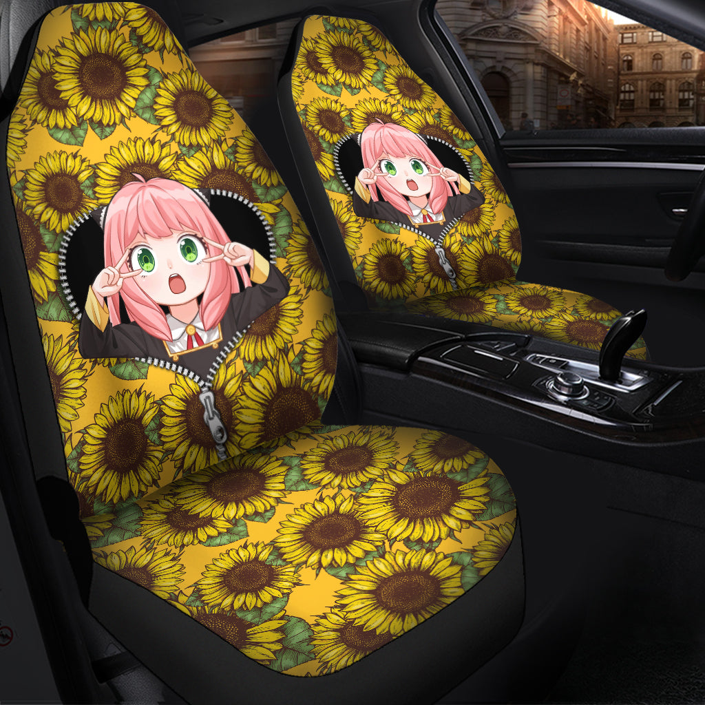 Anya Spy X Family Sunflower Car Seat Covers Premium Custom Protectors