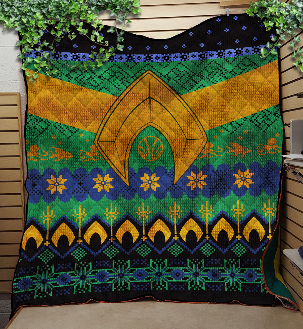 Aquaman Christmas Quilt Blanket - Atlantean Tidings Design