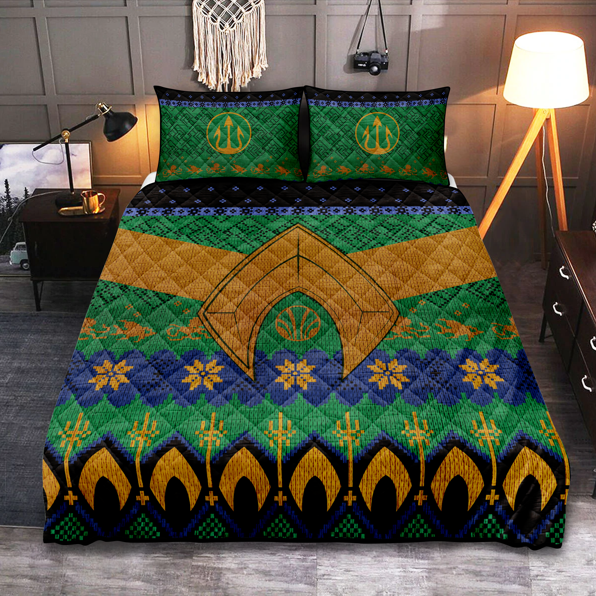 Aquaman Themed Christmas Quilt Bed Set for Holiday Decor