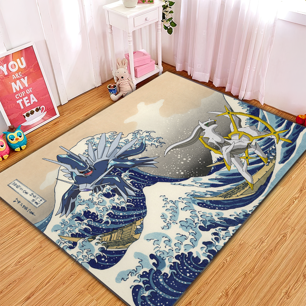 Arceus Dialga Pokemon Carpet Rug The Great Wave Home Decor 7715