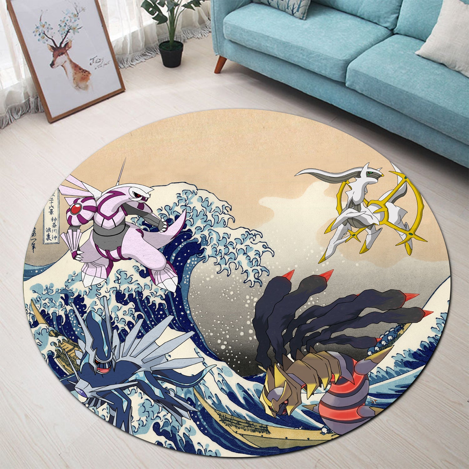 Pokemon Arceus Giratina Palkia Dialga Round Carpet Rug Home Decor