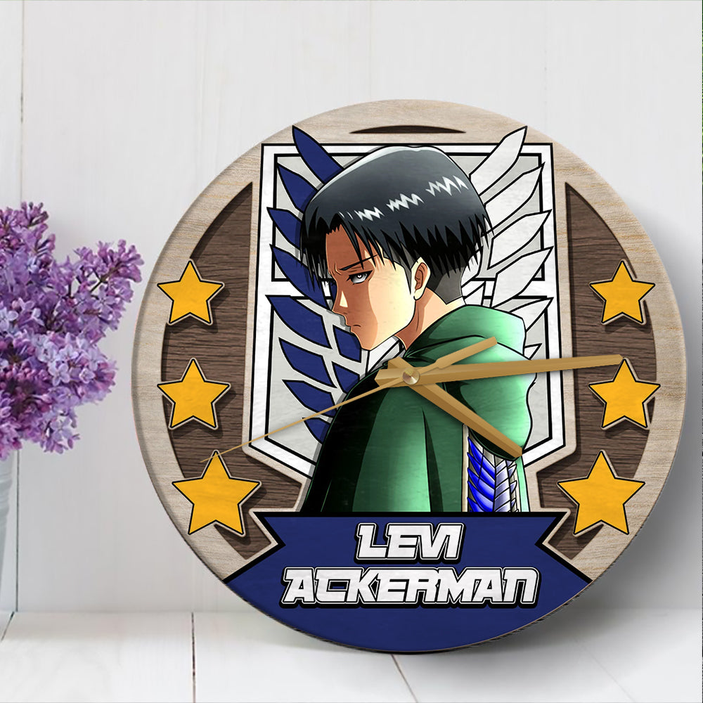 Levi Ackerman Wall Clock - Attack On Titan Wooden Home Decor