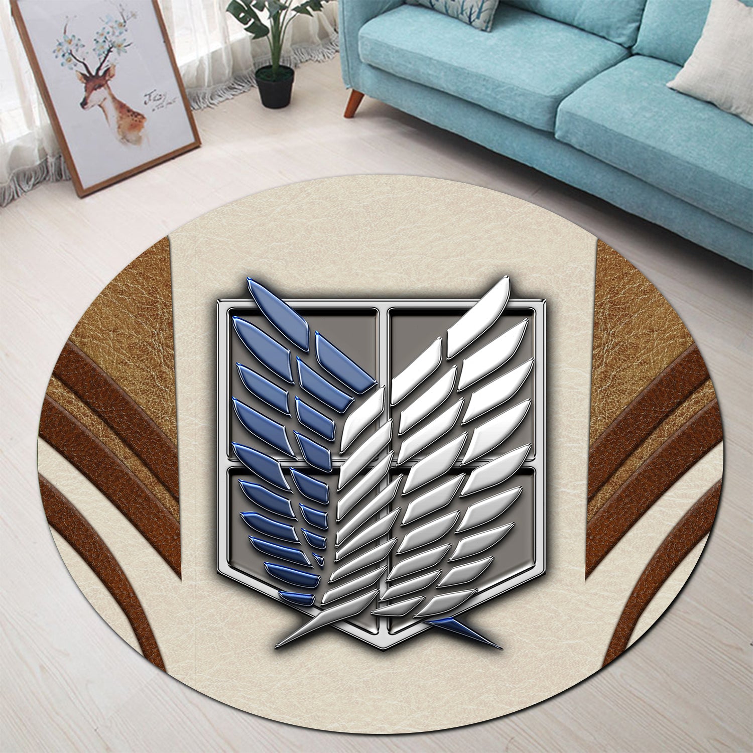 Attack On Titan Cream Logo Rug Carpet for Bedroom Living Room Decor