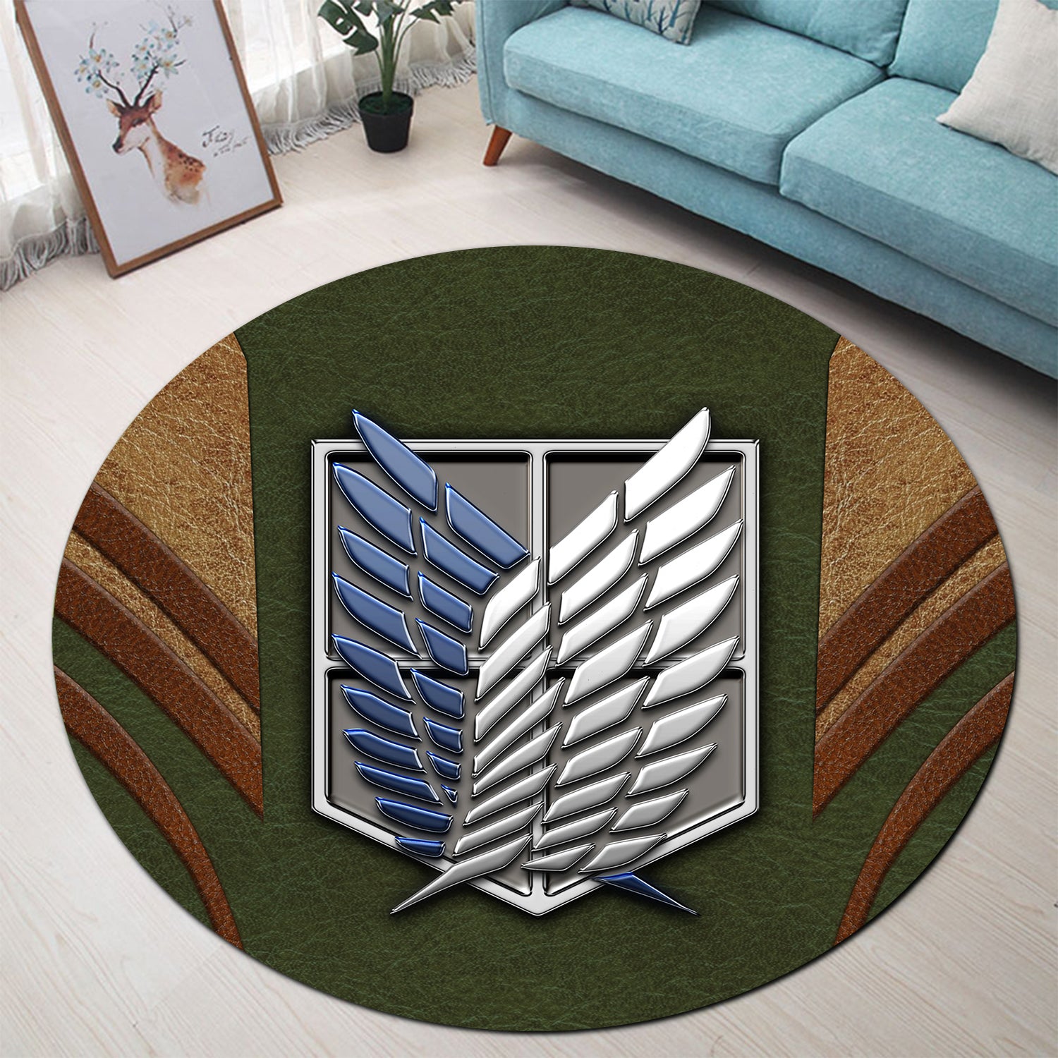 Attack On Titans Green Logo Rug for Bedroom Living Room Decor