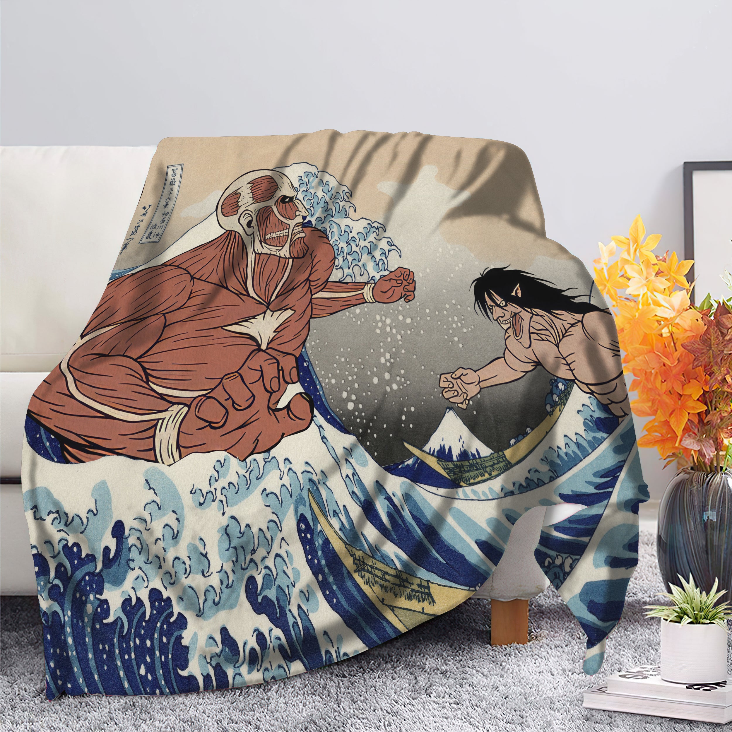 Attack On Titan Great Wave Design Premium Blanket Attack