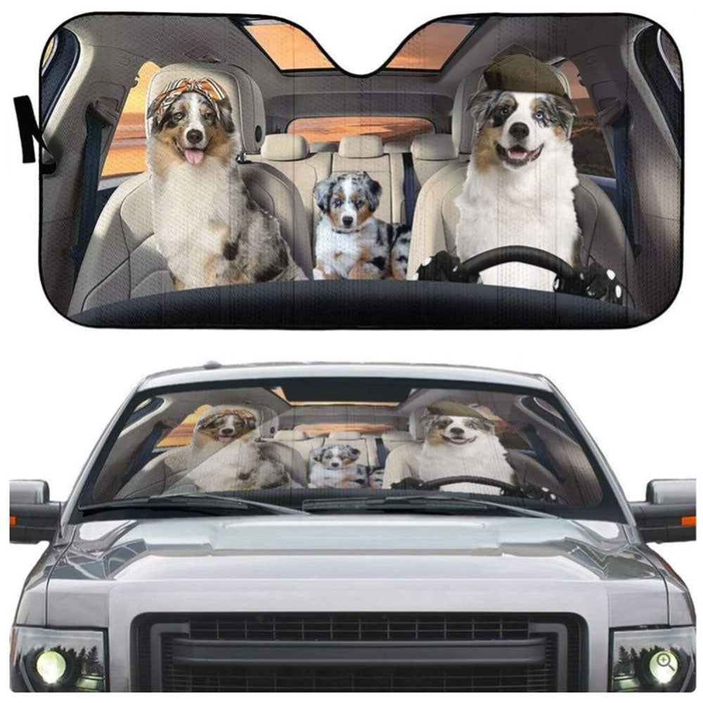 Custom Australian Shepherd Auto Sun Shades for Family Cars