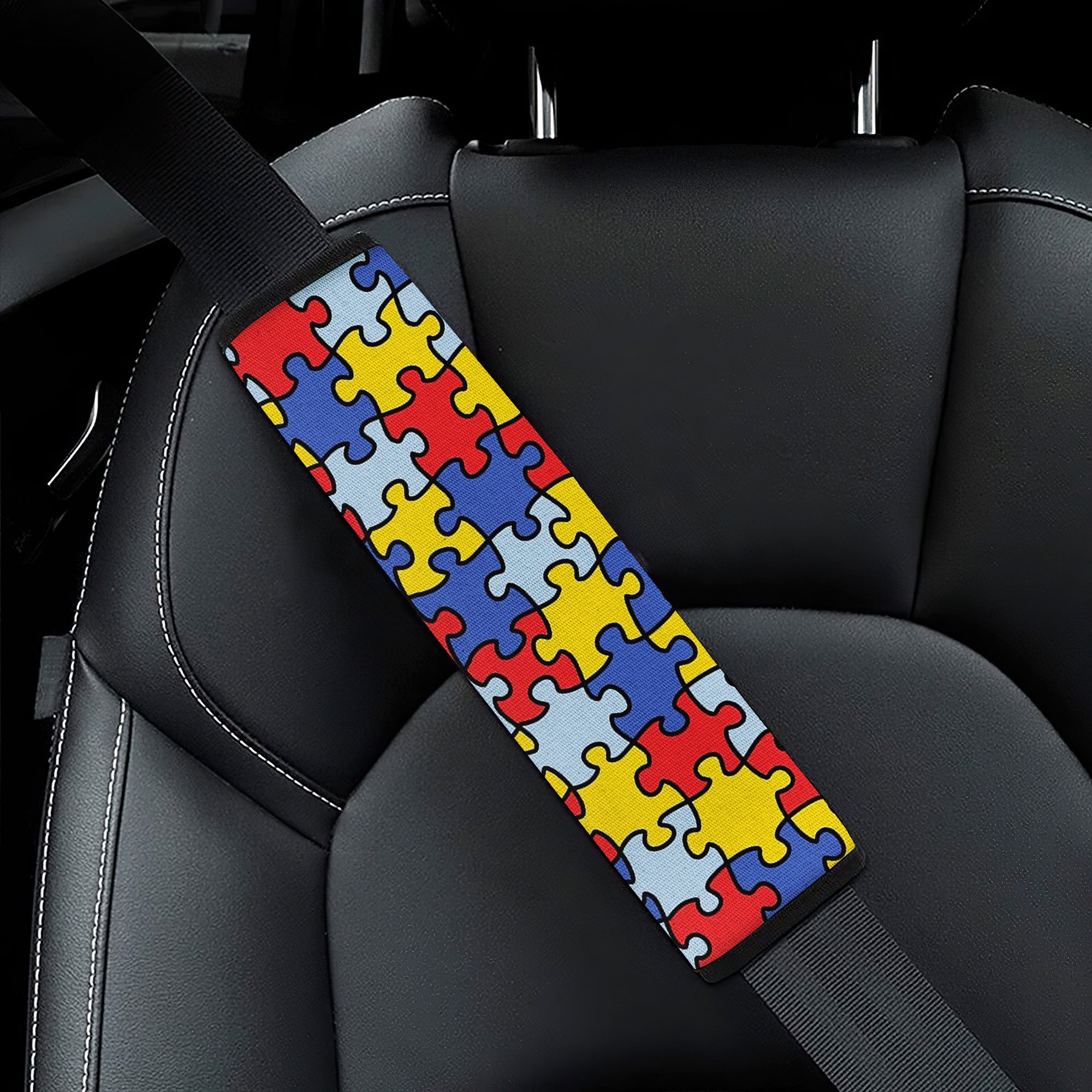 Custom Autism Skin Pattern Car Seat Belt Covers - Premium Quality