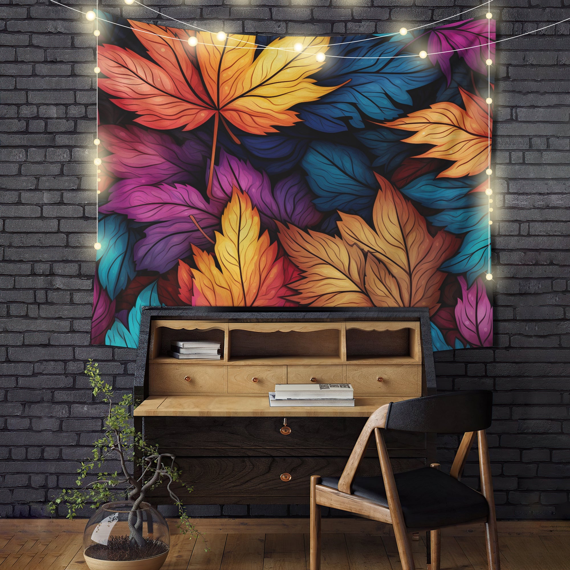 Colorful Autumn Leaf Tapestry for Cozy Room Decor Autumn