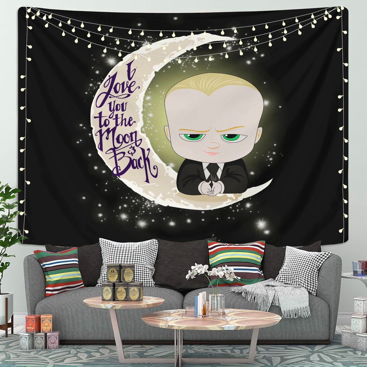 Baby Boss Love You To The Moon Tapestry for Nursery Decor