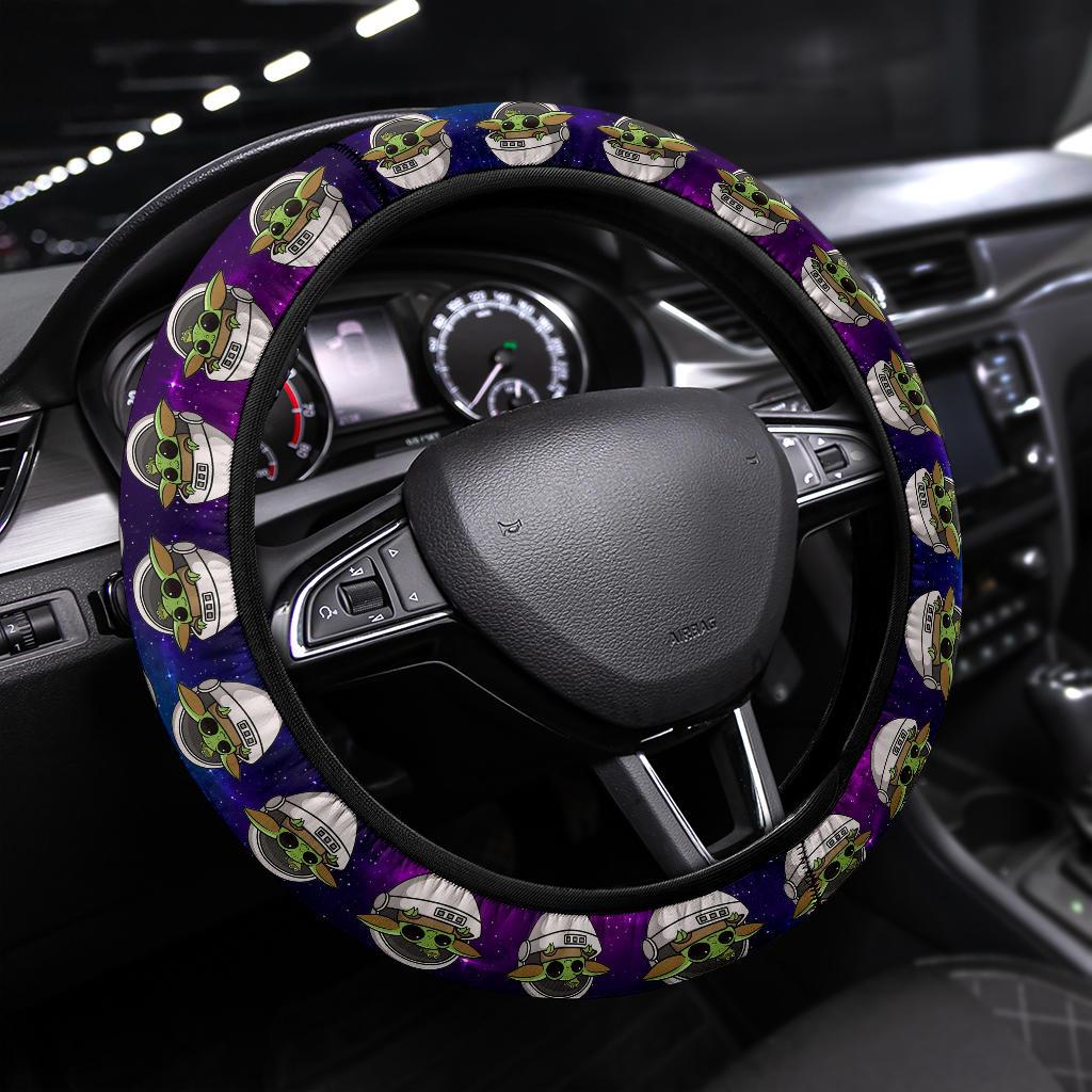 Baby Yoda Space Car Steering Wheel Cover for Cars and Trucks