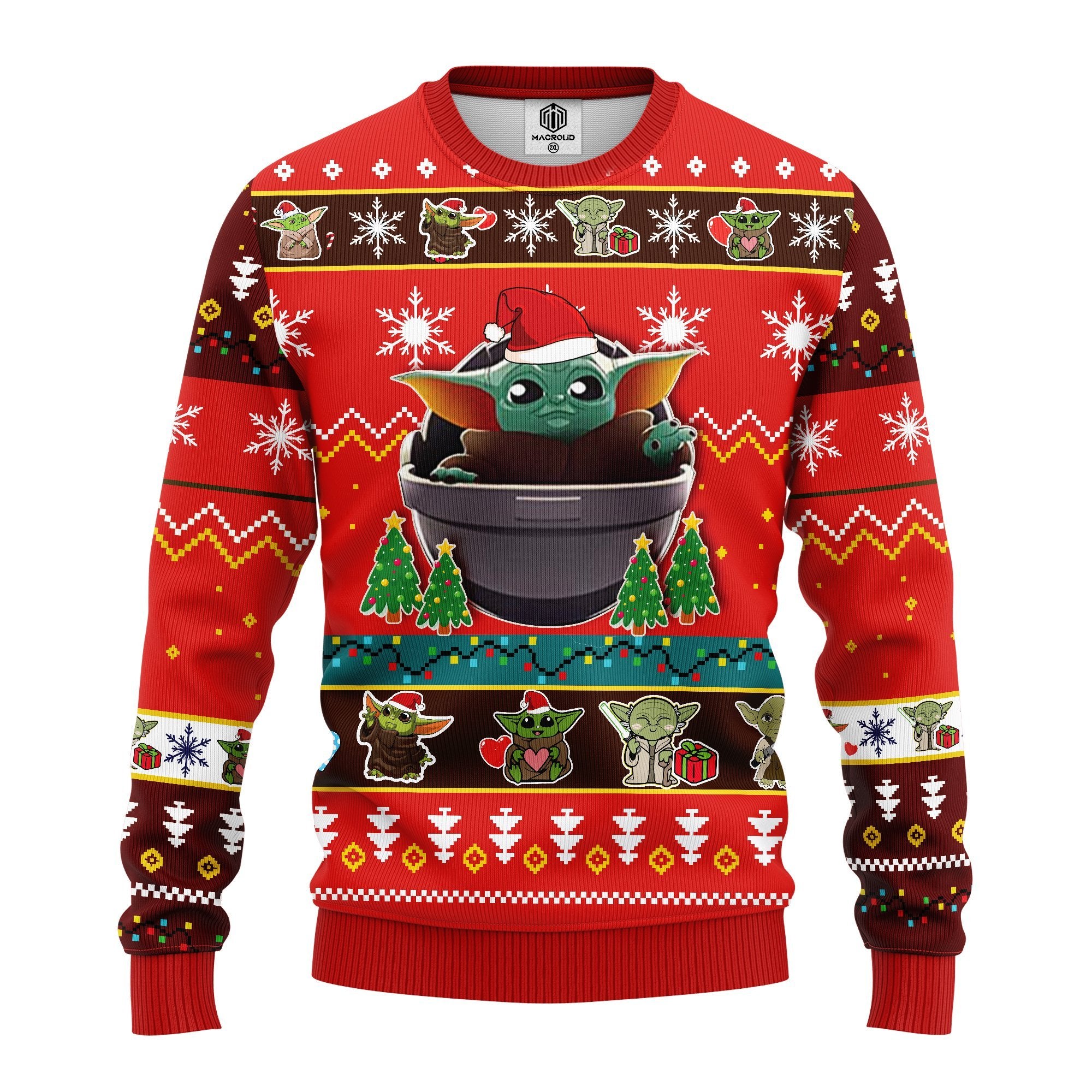 Baby Yoda Christmas Sweater Red - Fun Gift for Thanksgiving