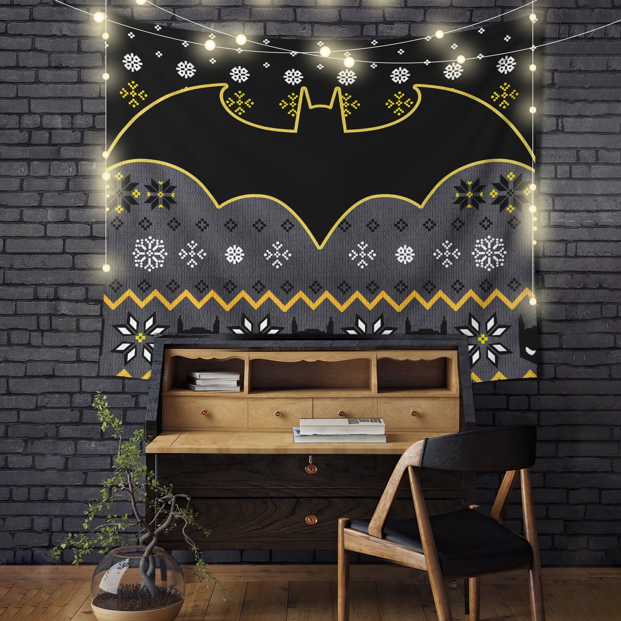 Batman Christmas Tapestry Wall Hanging Room Decor for Holiday Home