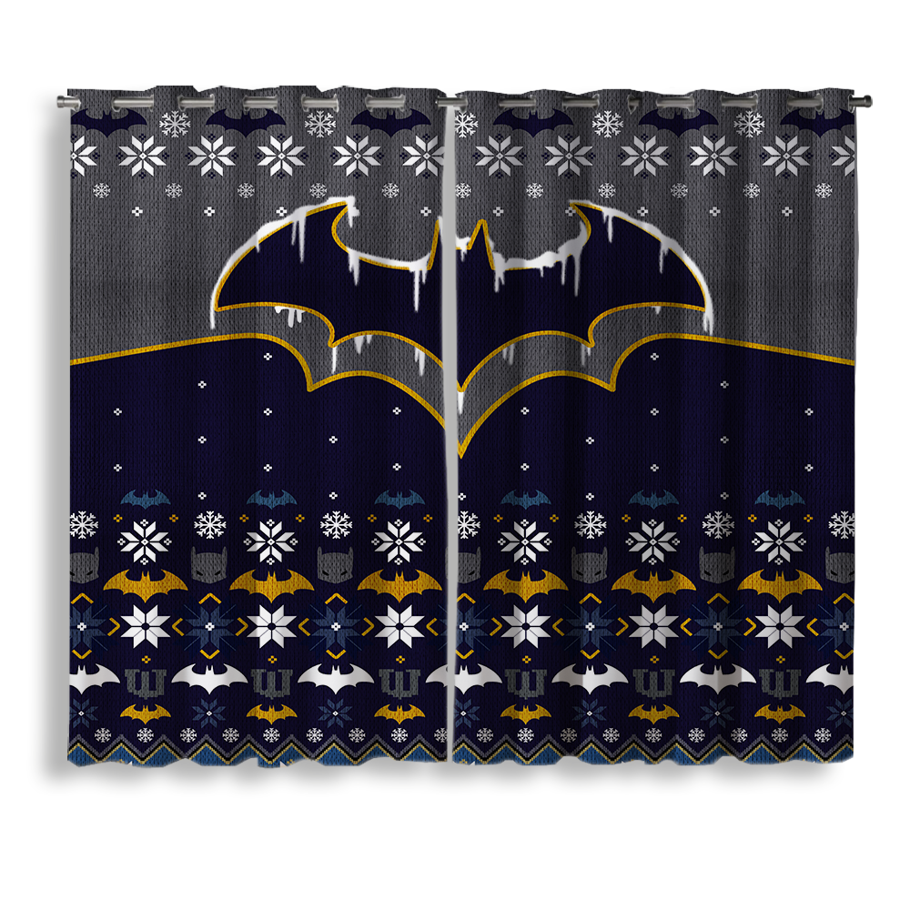 Batman Christmas Window Curtains for Winter Holiday Decor