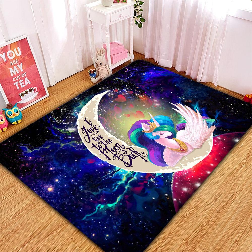 Unicorn Dog Love You To The Moon Galaxy Rug for Home Decor