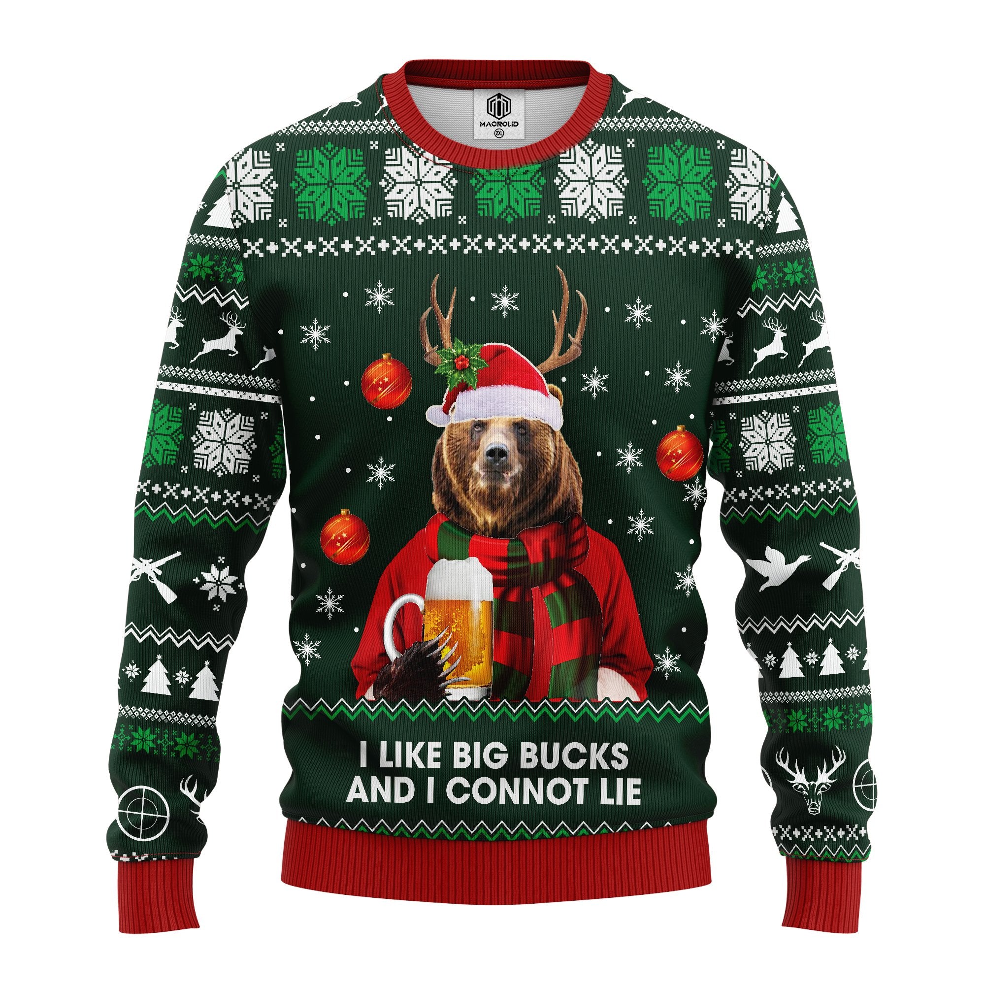 Funny Beer Bear Ugly Christmas Sweater Gift for Thanksgiving