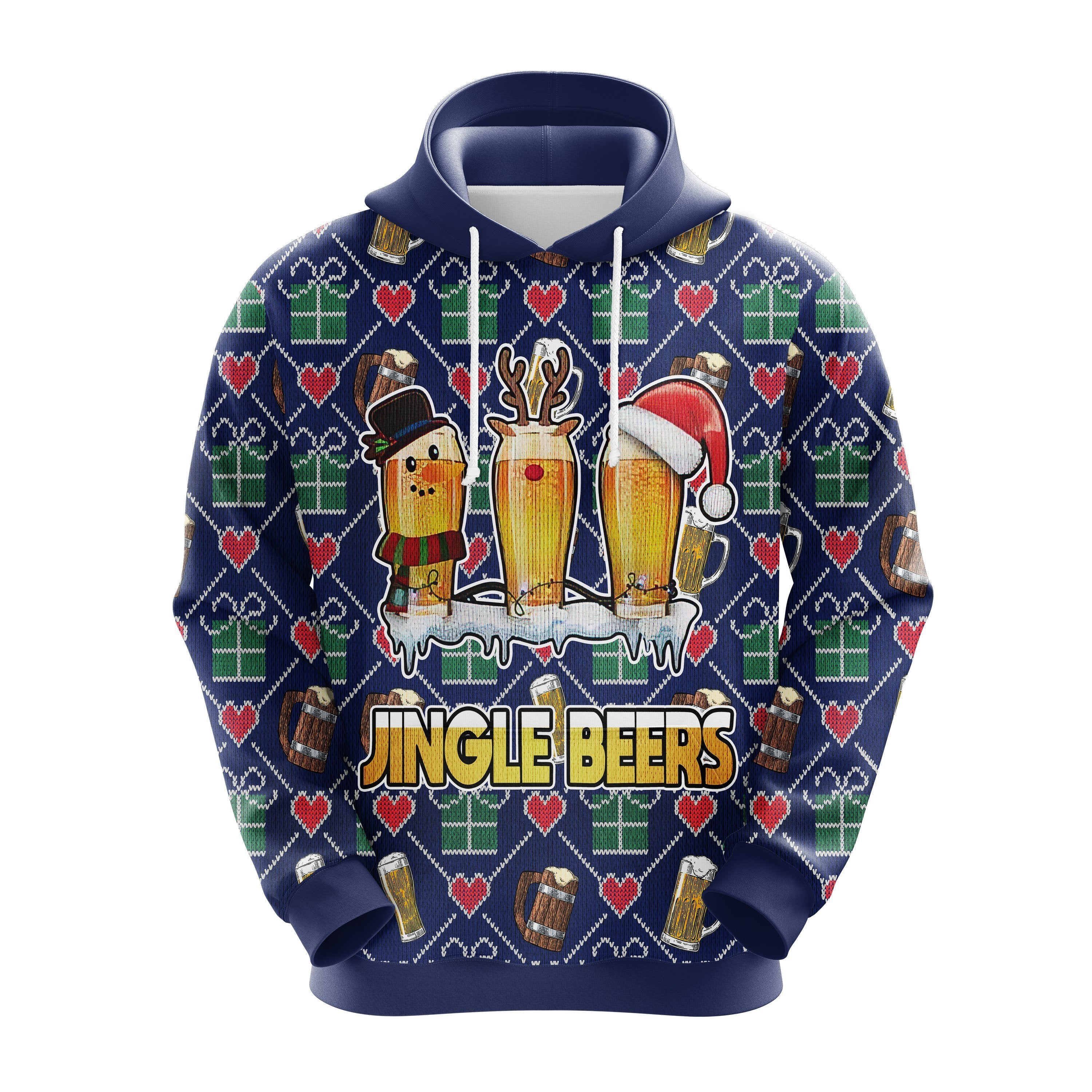 Cute Beer Christmas Tree Hoodie - Ugly Sweater Holiday Gift Idea