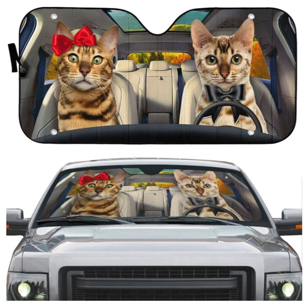 Bengal Cat Couple Car Sun Shades Windshield Accessories Gift Decor