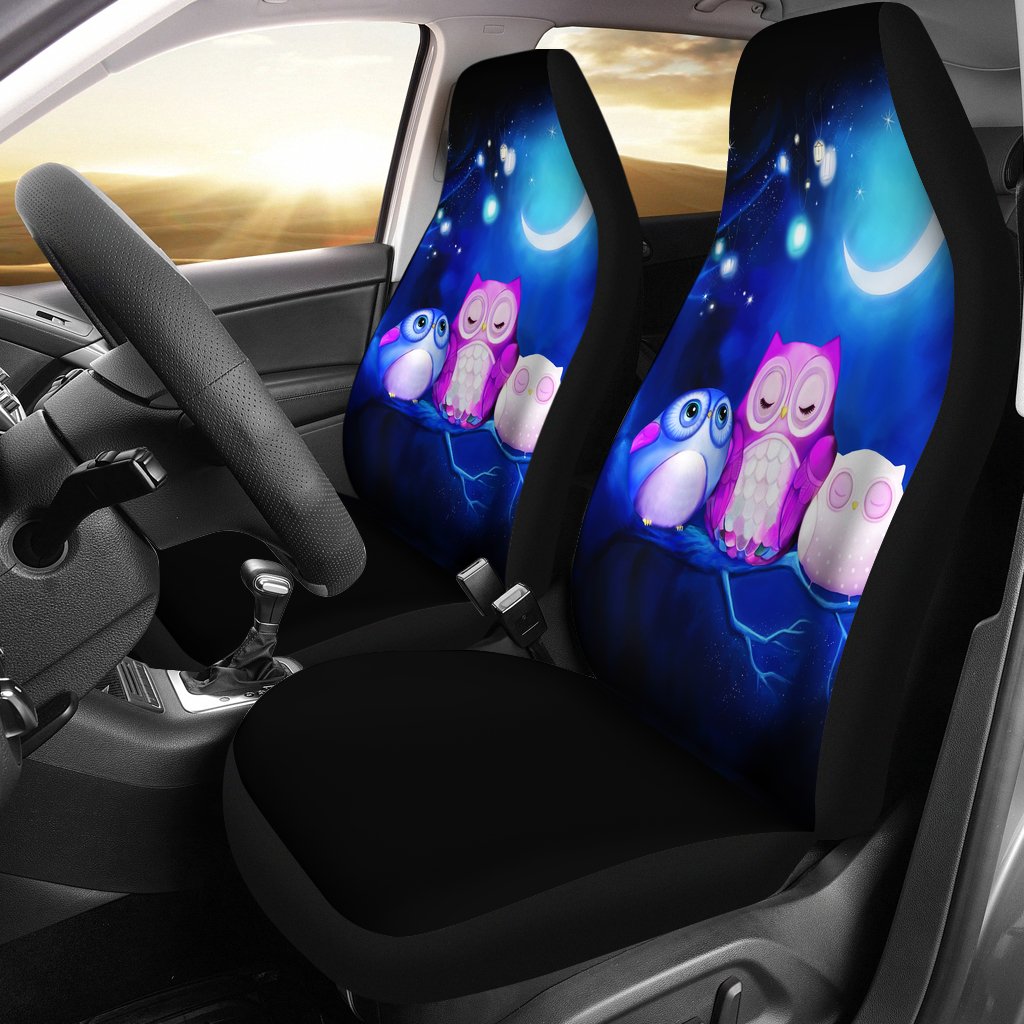 Cute Premium Owl Night Car Seat Covers Protector Decor