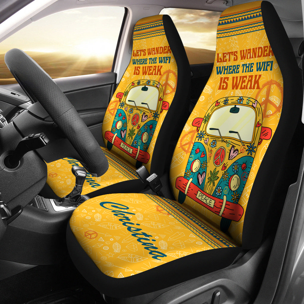 Personalized Yellow Hippie Van Trip Car Seat Covers Premium Protector