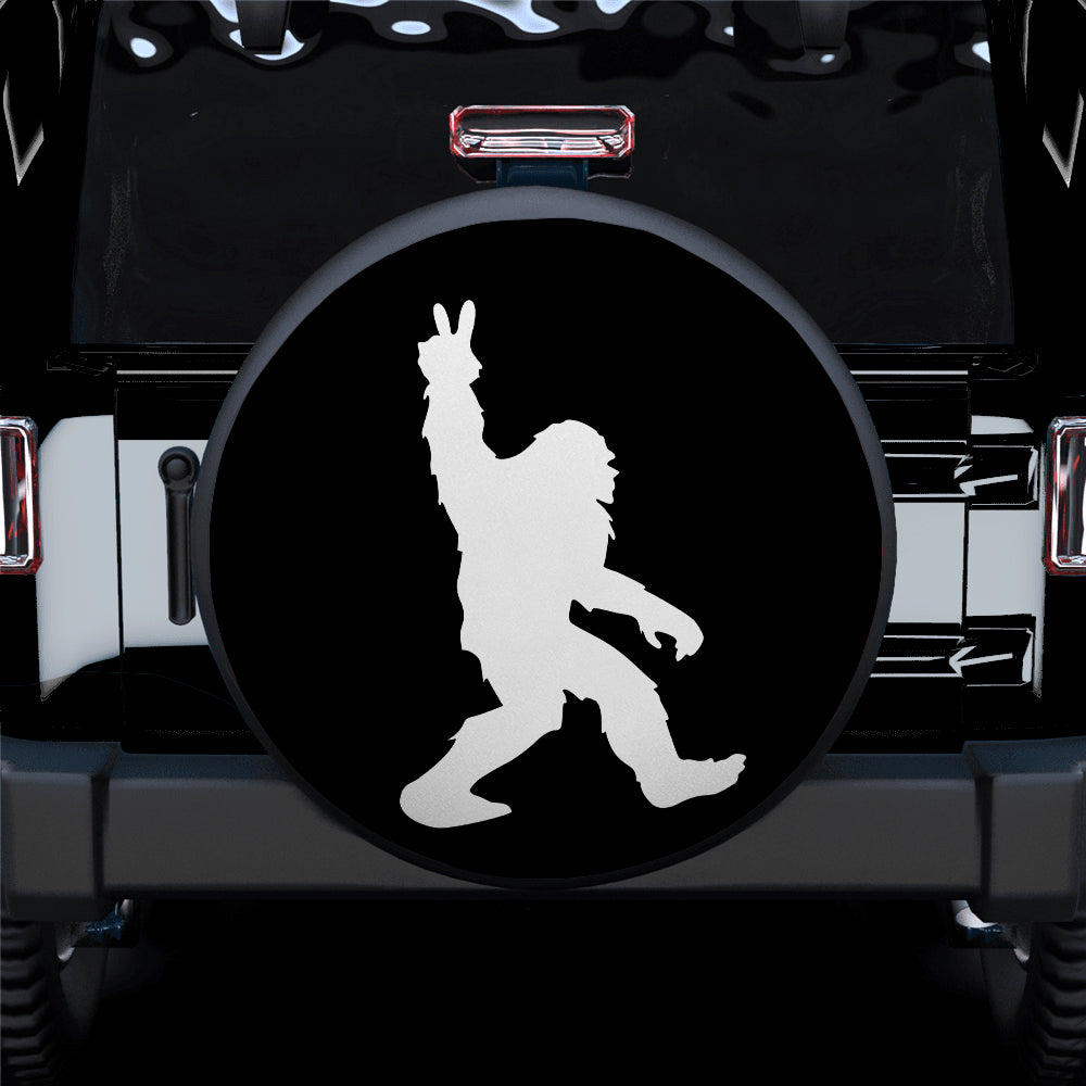 Bigfoot Sasquatch Peace Sign Hand Jeep Spare Tire Covers for Campers