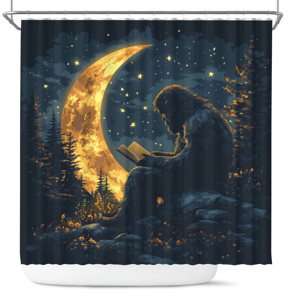 Bigfoot Crescent Moon Shower Curtain for Unique Bathroom Decor