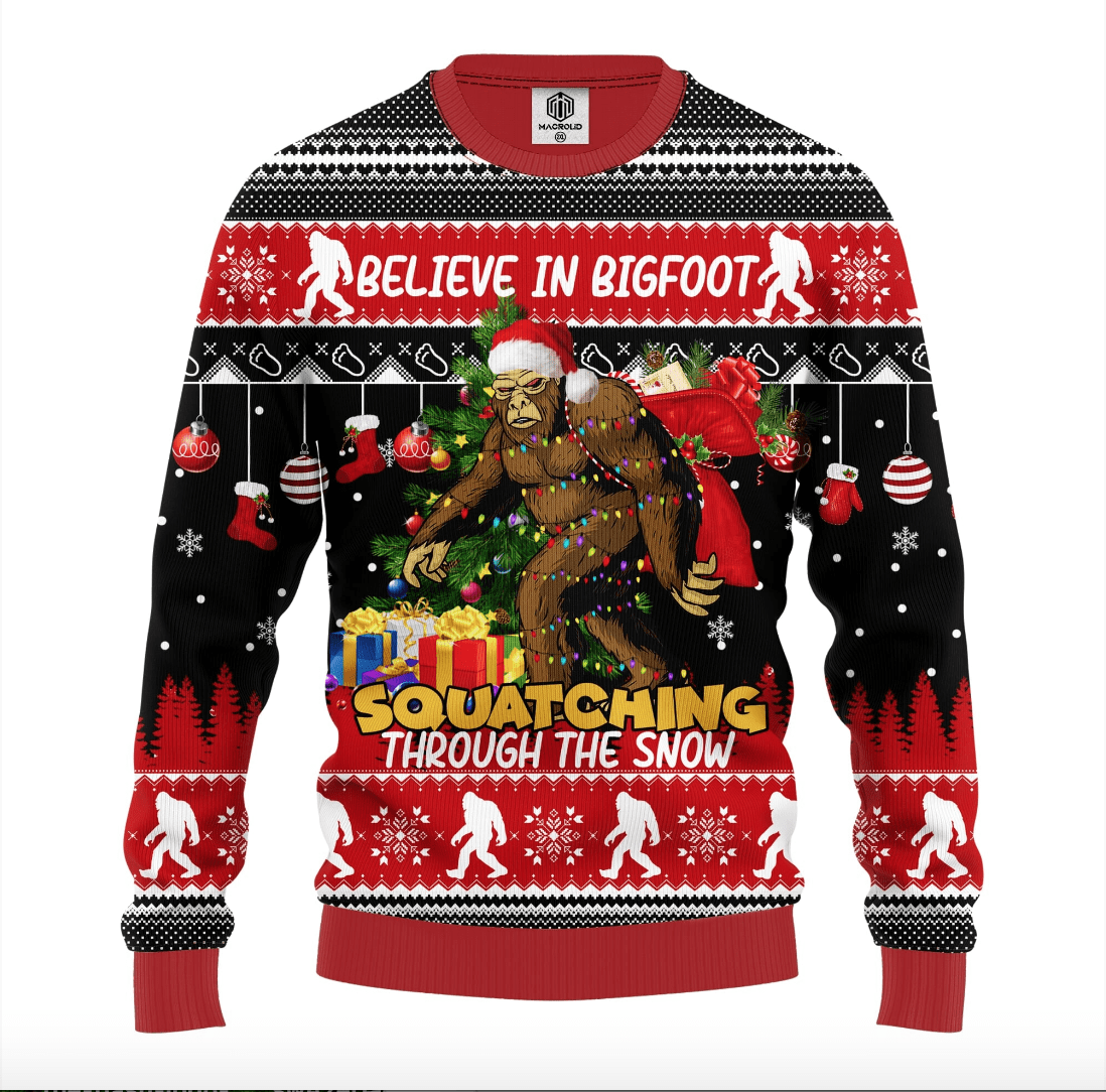 Bigfoot Ugly Christmas Sweater for Thanksgiving Gift or Holiday Fun