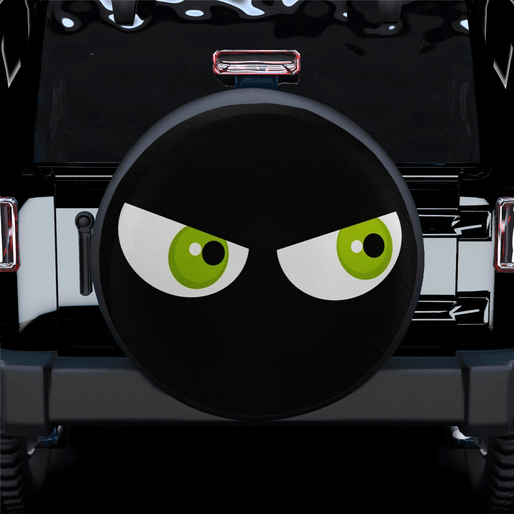 Black Angry Cartoon Eyes Jeep Car Spare Tire Cover Gift for Campers