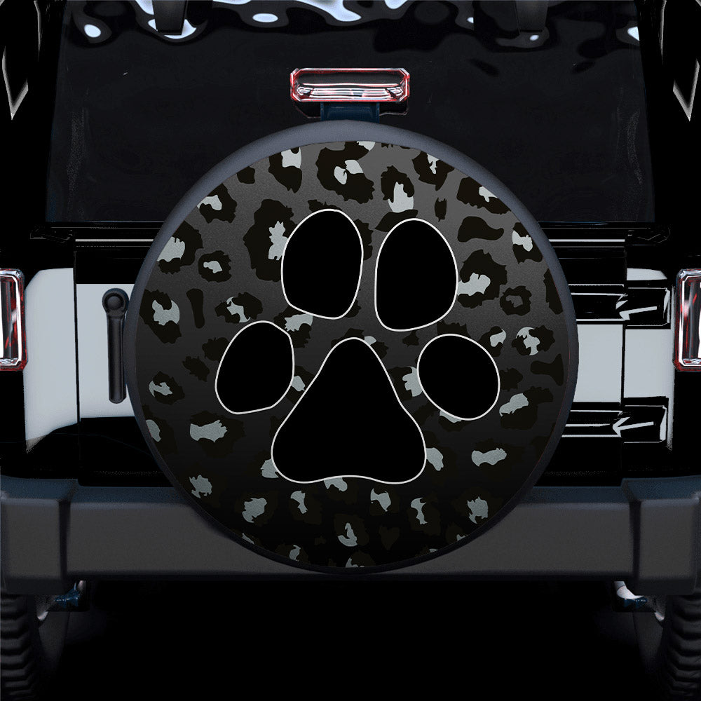 Cute Black Dog Paw Cheetah Leopard Jeep Car Spare Tire Covers