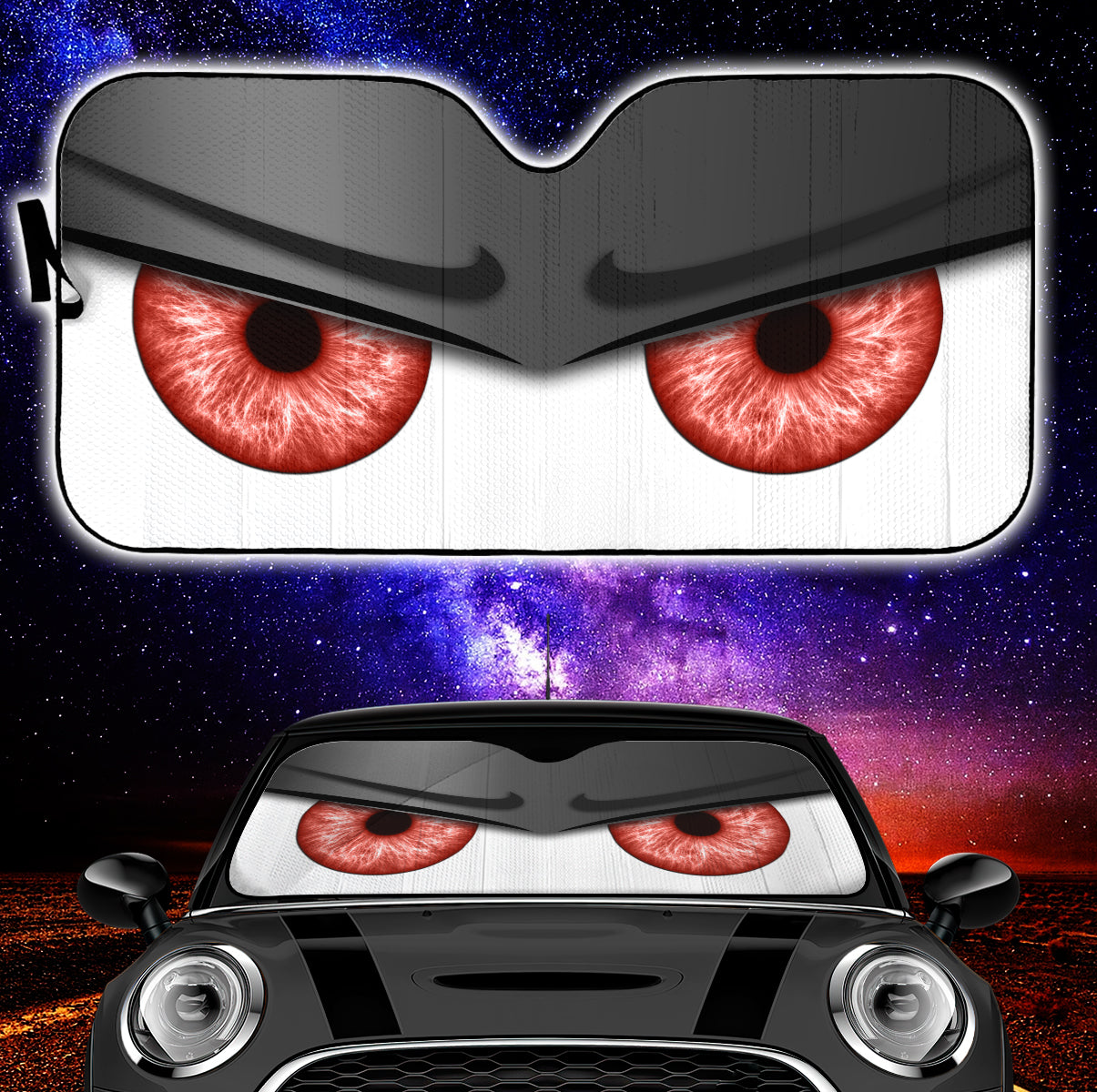 Funny Black Angry Cartoon Eyes Auto Windshield Sun Shades Accessories