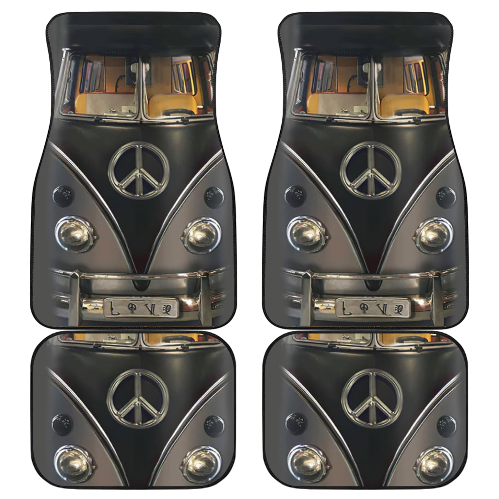Black Hippie Car Accessories for 1 Car Floor Mats Black