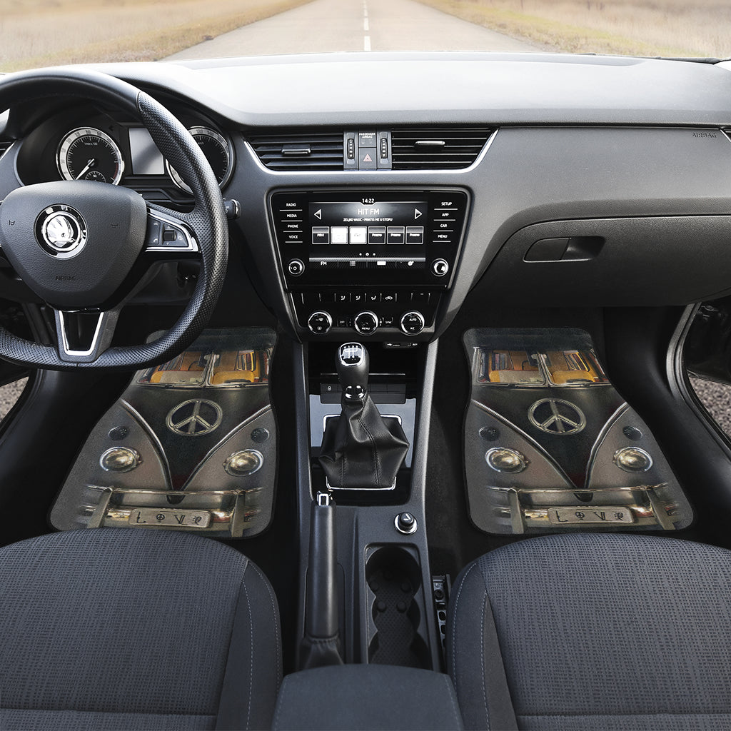 Black Hippie Car Accessories for 1 Car Floor Mats Black