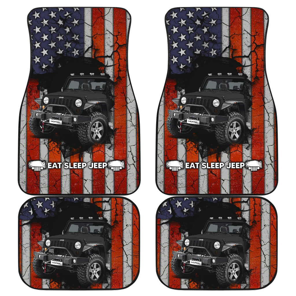 Black Jeep American Flag Floor Mats for Cars and Accessories