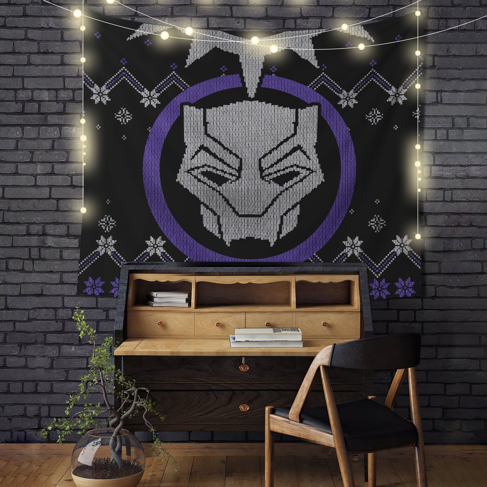 Black Panther Tapestry for Christmas Room Decor Black