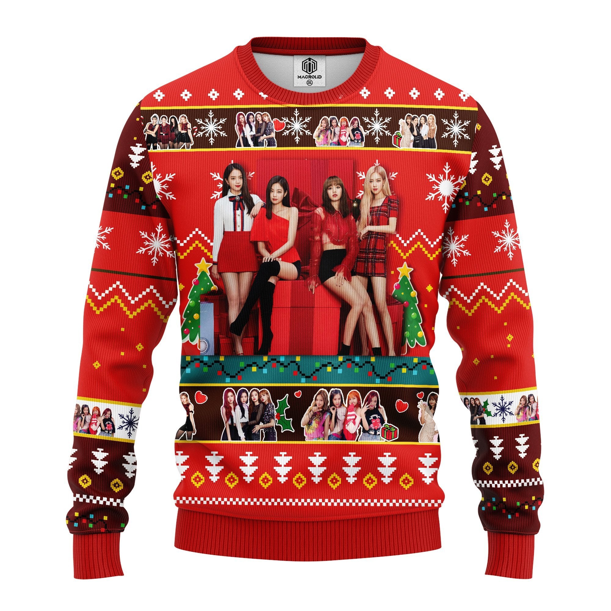 Black Pink Ugly Christmas Sweater - Red - Great Thanksgiving Gift