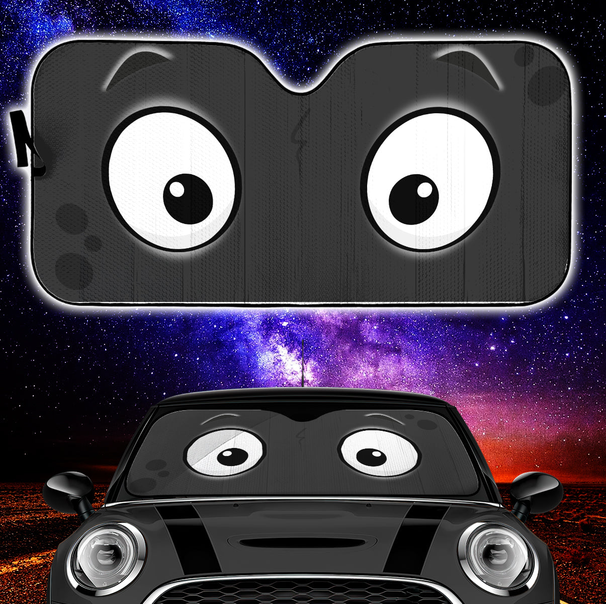 Black Cartoon Eyes Auto Sunshades for Car Windshield Protection