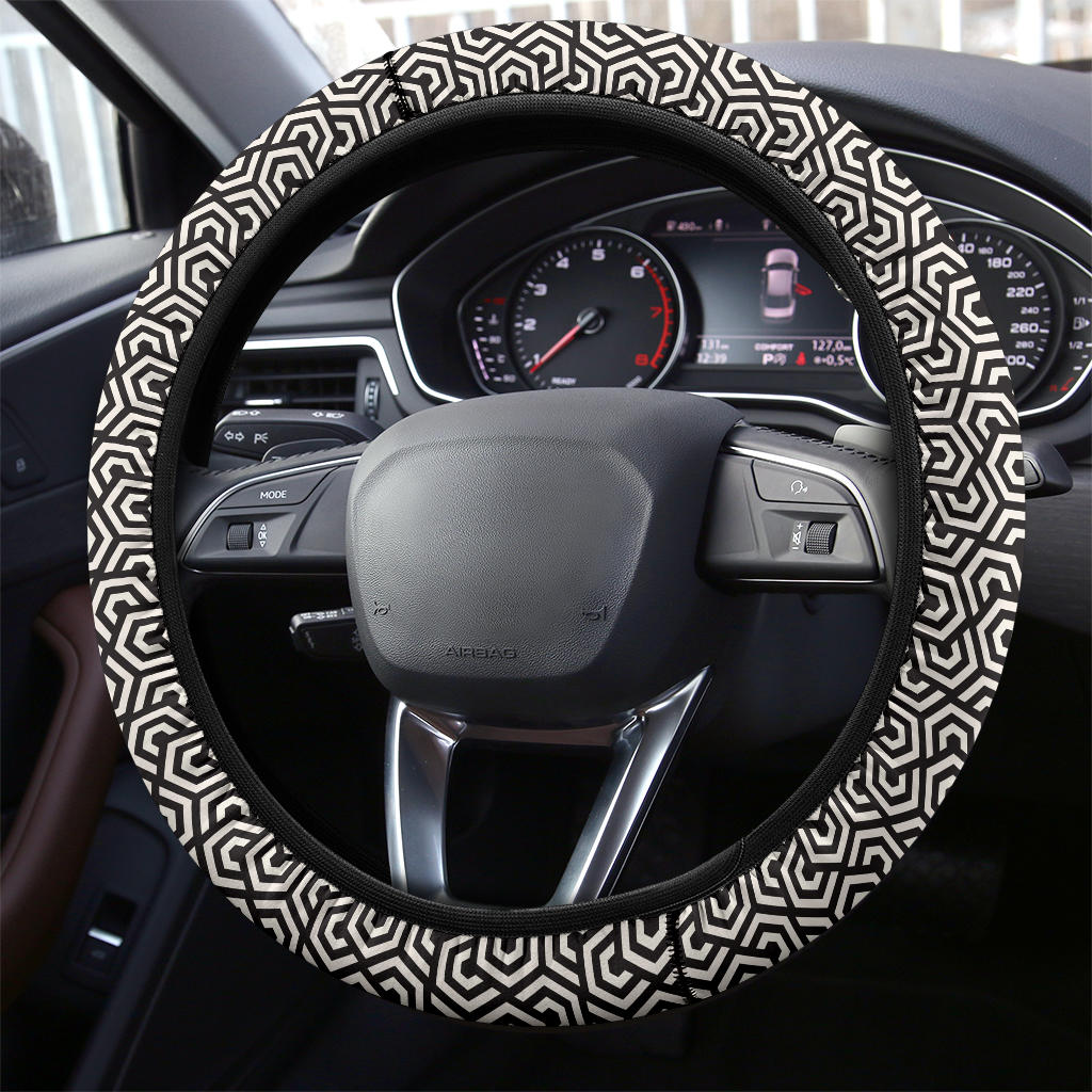Hypnotic Black White Premium Steering Wheel Cover for Cars