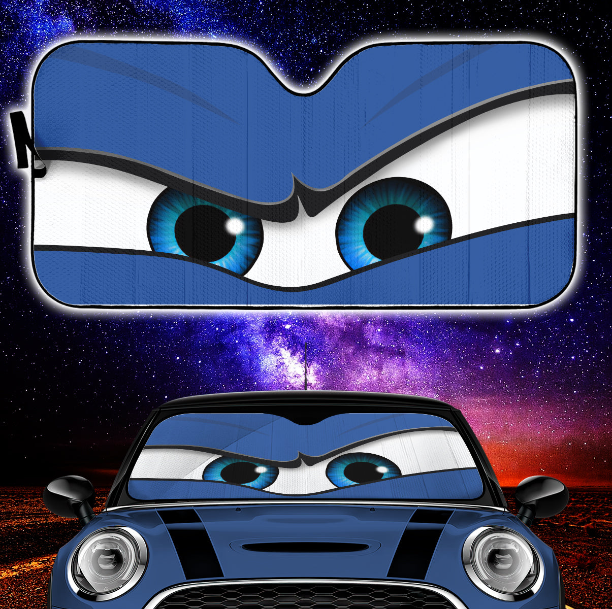 Blue Angry Eyes Auto Sun Shades for Cars Blue Angry