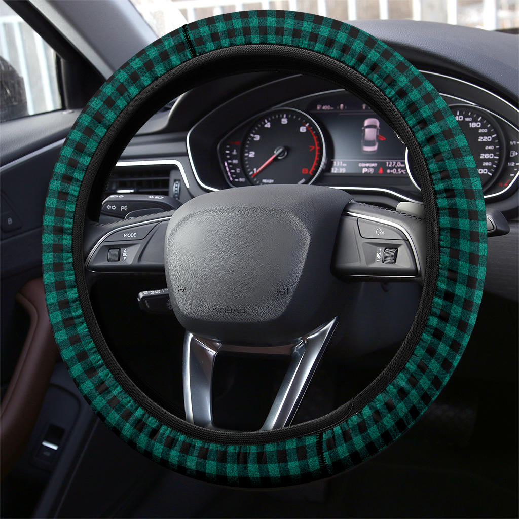 Premium Retro Blue Black Car Steering Wheel Cover Blue
