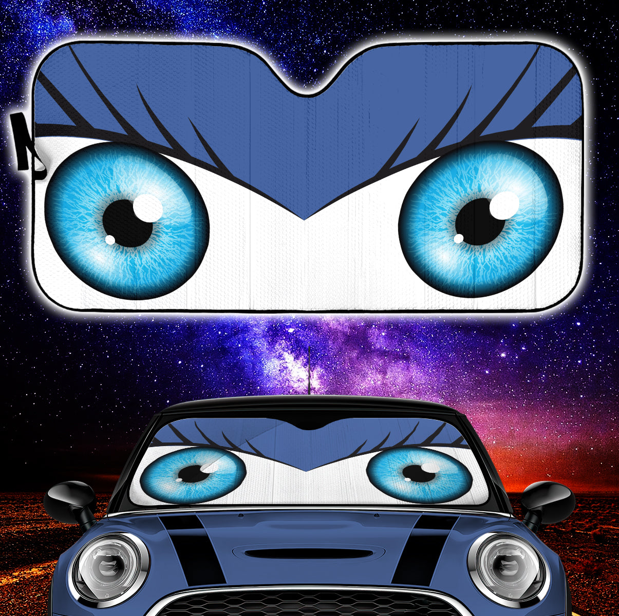 Cute Blue Cartoon Eyes Auto Sun Shades for Car Protection