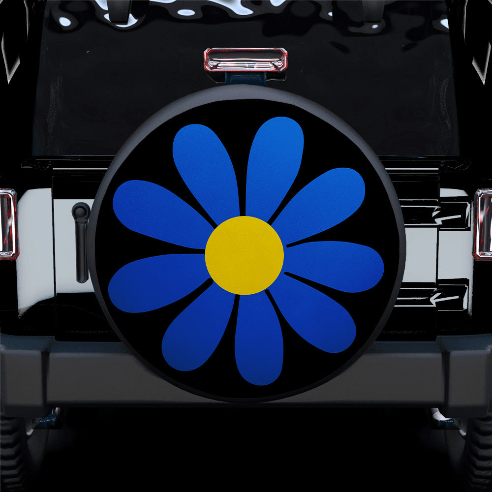 Blue Daisy Flower Jeep Car Spare Tire Cover Gift for Campers