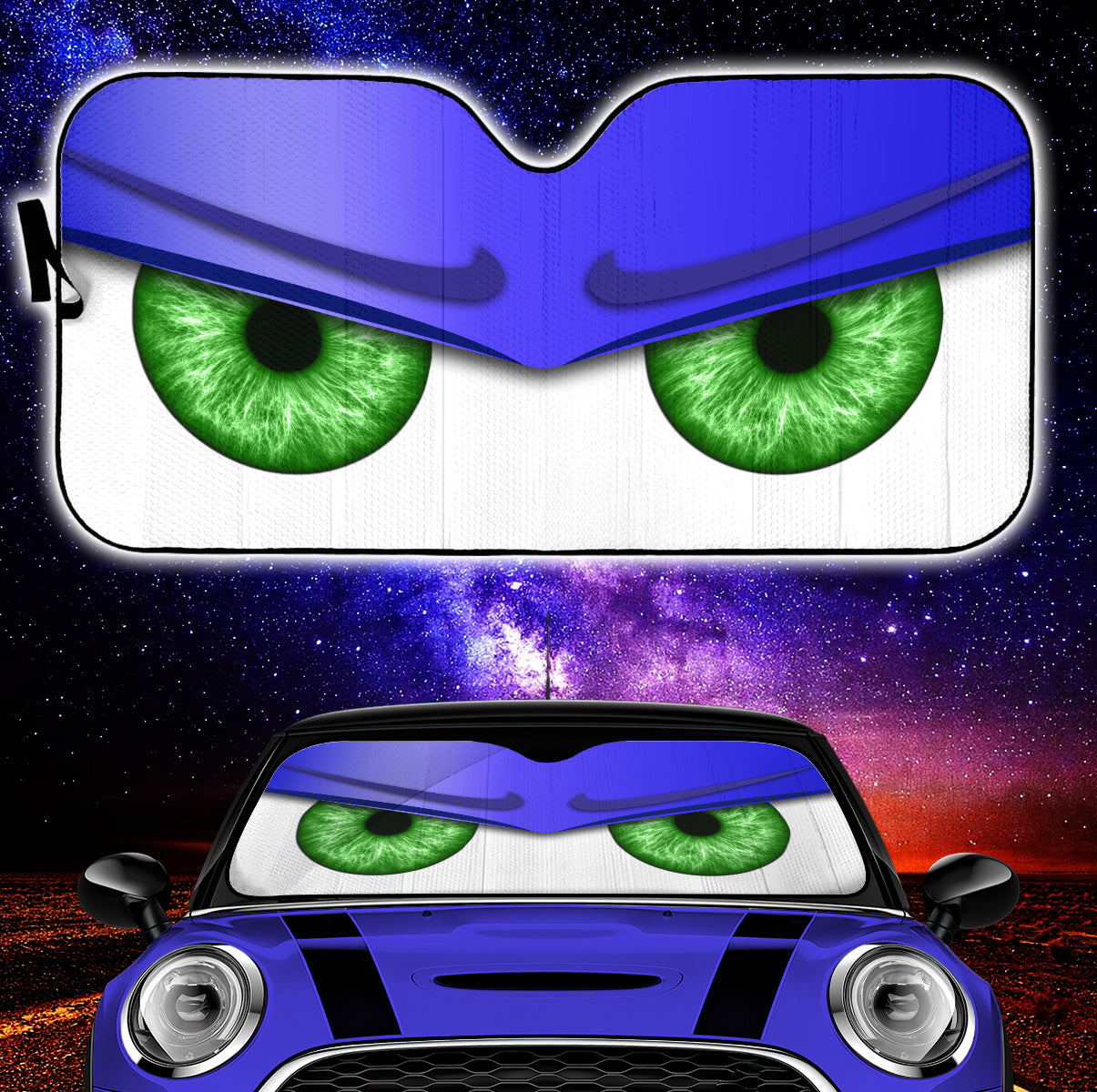 Funny Blue Angry Cartoon Eyes Windshield Sun Shades Car Accessories