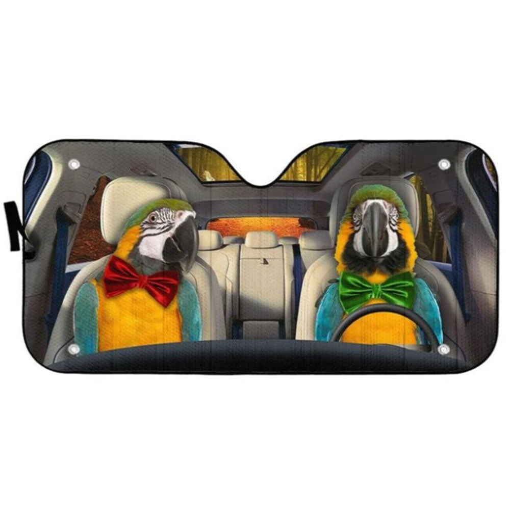 Blue Gold Macaw Parrot Sun Shades for Car Windshield Accessories