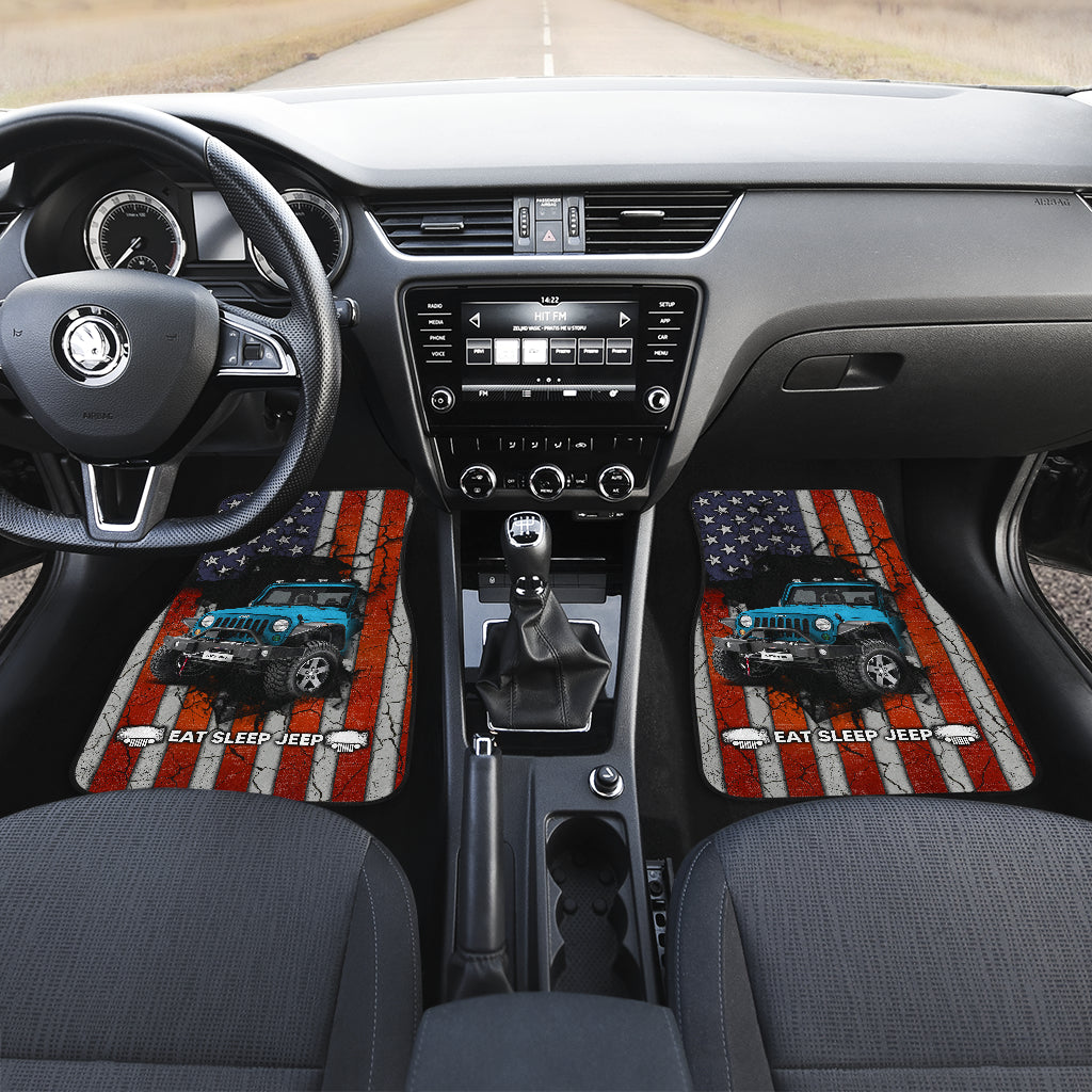 Blue Jeep American Flag Car Accessories - Floor Mats