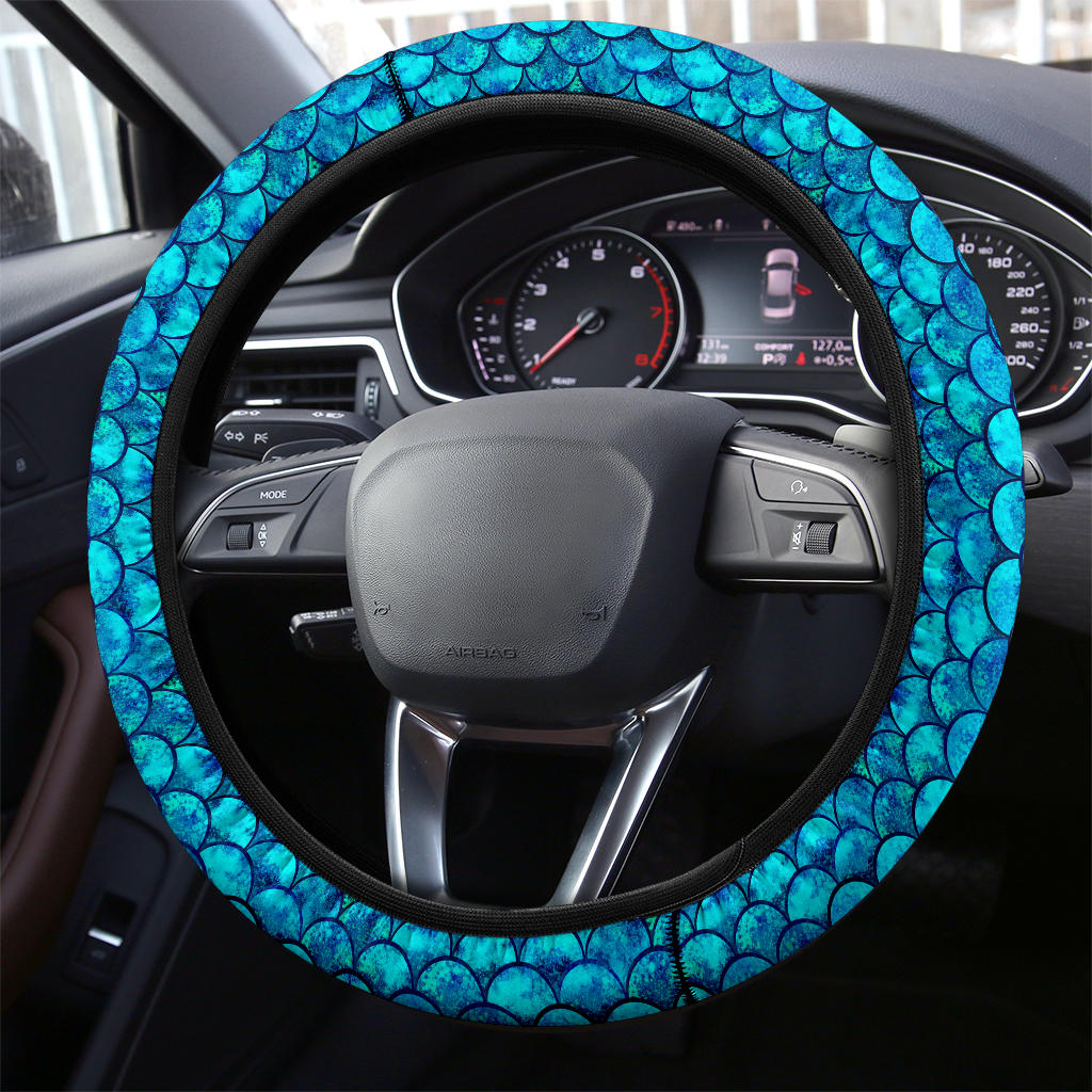 Premium Blue Skin Steering Wheel Cover for Cars Blue