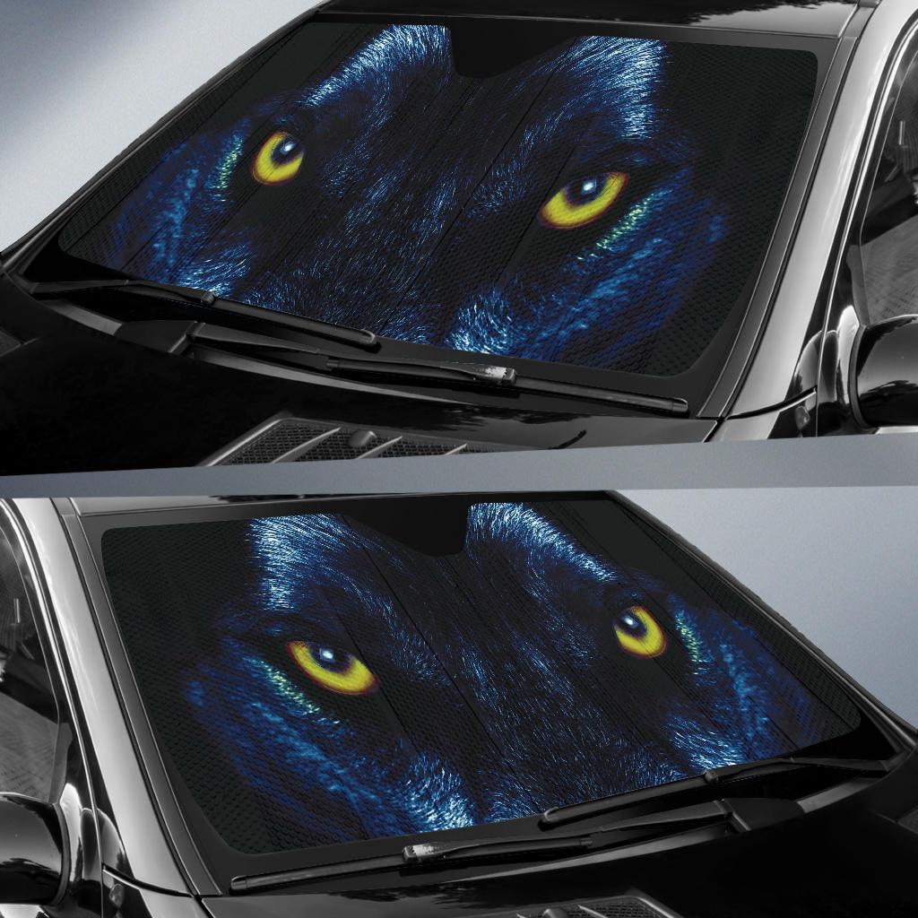 Blue Wolf Eyes Car Sun Shades for Windshield Decor and Accessories