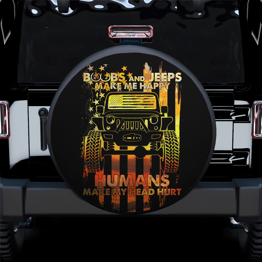 Boobs and Jeeps Happiness Gift for Campers - Car Spare Tire Cover