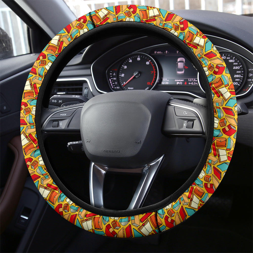 Premium Yellow Background Car Steering Wheel Cover
