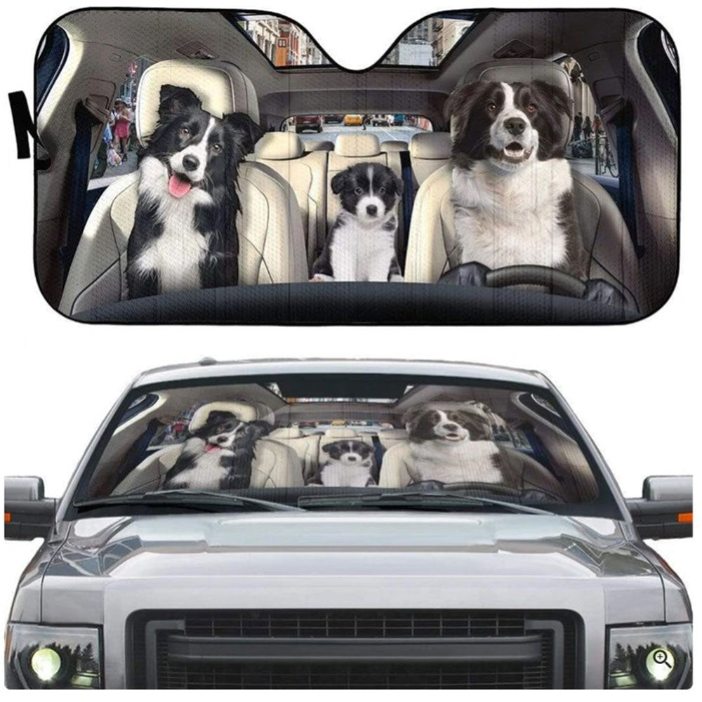Custom Border Collie Puppy Car Sun Shades Windshield Accessories